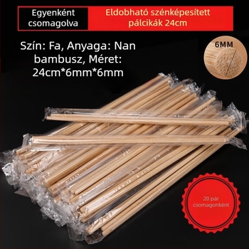 Prémium egyszer használatos bambusz evőpálcikák, karbonizáltak, vastagabbak és hosszabbak, egyenként csomagolva.