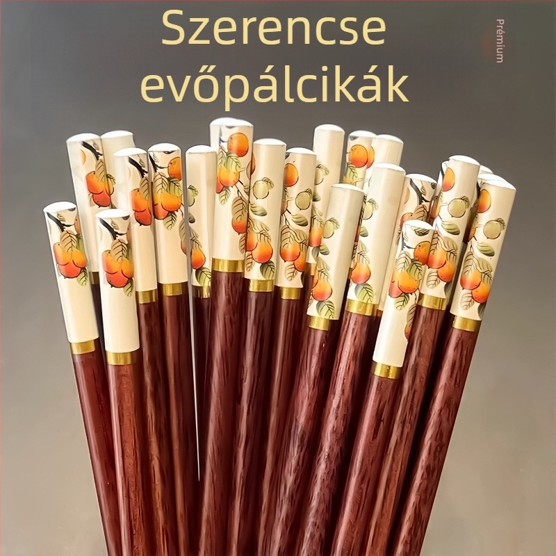 10 pár fából készült evőpálcika, csúszásmentes, kínai stílusú konyhai eszközök, virágmintás, otthoni használatra