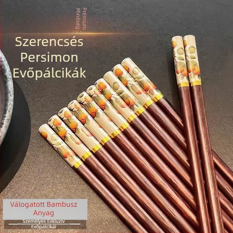 Tömörfa evőpálcikák otthoni használatra, kínai stílus, 2025-ös kiadás, penészmentes és csúszásmentes, vastagított antibakteriális családi készlet