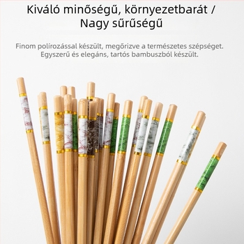 Márvány mintás bambusz evőpálcika, kiváló minőségű, penészmentes, hőálló, csúszásmentes, gurulás elleni, természetes fa evőeszközök