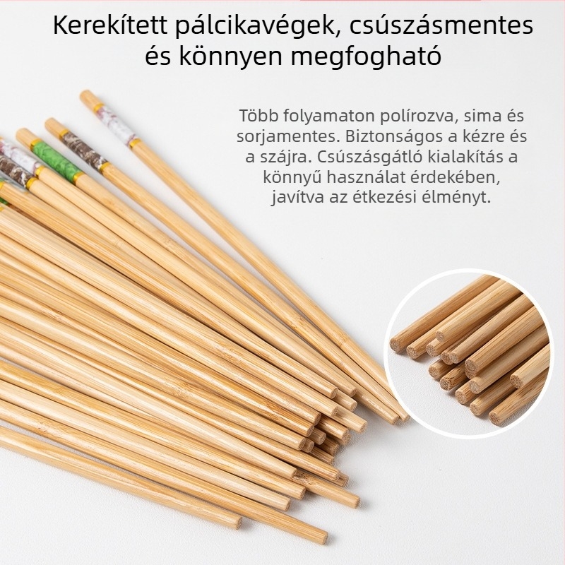 Márvány mintás bambusz evőpálcika, kiváló minőségű, penészmentes, hőálló, csúszásmentes, gurulás elleni, természetes fa evőeszközök