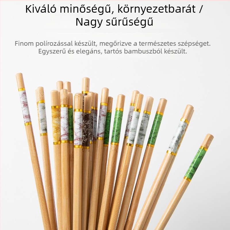 Márvány mintás bambusz evőpálcika, kiváló minőségű, penészmentes, hőálló, csúszásmentes, gurulás elleni, természetes fa evőeszközök