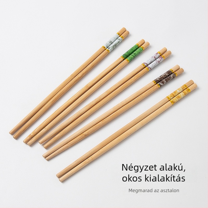 Márvány mintás bambusz evőpálcika, kiváló minőségű, penészmentes, hőálló, csúszásmentes, gurulás elleni, természetes fa evőeszközök