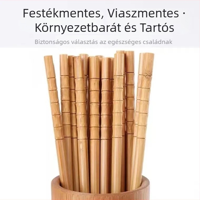 Szénizált bambusz evőpálcikák, otthoni használatra, festék- és viaszmentes, csúszásmentes készlet, eszközök az asztalra