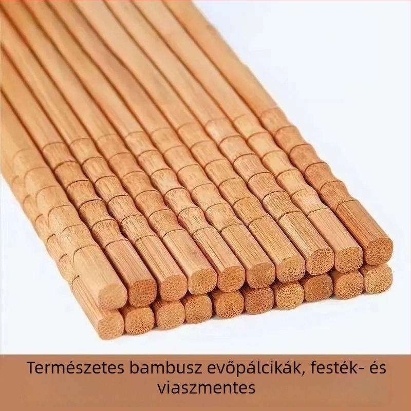 Szénizált bambusz evőpálcikák, otthoni használatra, festék- és viaszmentes, csúszásmentes készlet, eszközök az asztalra