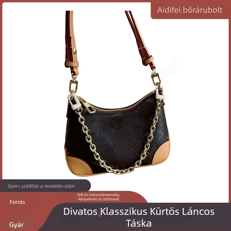 2025 új klasszikus vintage női oldaltáska lánccal, crossbody, logóval