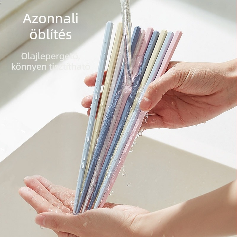 Hatoldalú ötvözet evőpálcikák pasztell macaron színek, modern minimalist design, otthoni és szállodai használatra
