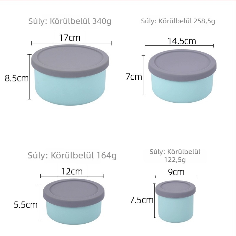 Élelmiszer-minőségű szilikon ebédes doboz, kör alakú, mikrohullámú sütőben használható, japán stílusú Bentō doboz, 800–1000 ml, gyümölcs- és ebéddoboz