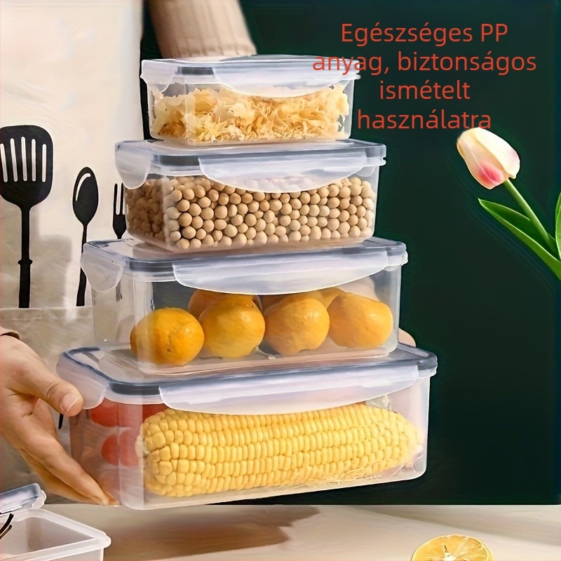 Élelmiszerbiztonsági tároló, hőálló, mikrohullámú sütőbe tehető PP ebédes doboz rekeszekkel