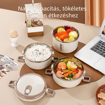 Nagy kapacitású, kétszintes rozsdamentes acél termoszos ebédes doboz, diákoknak és irodai dolgozóknak, hordozható, élelmiszer-minőségű