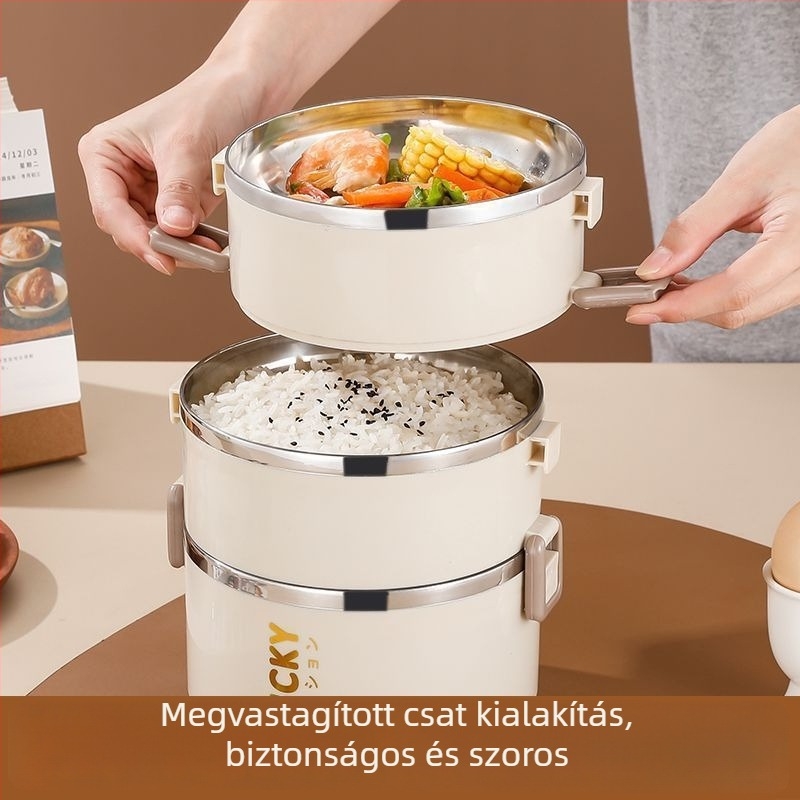 Nagy kapacitású, kétszintes rozsdamentes acél termoszos ebédes doboz, diákoknak és irodai dolgozóknak, hordozható, élelmiszer-minőségű