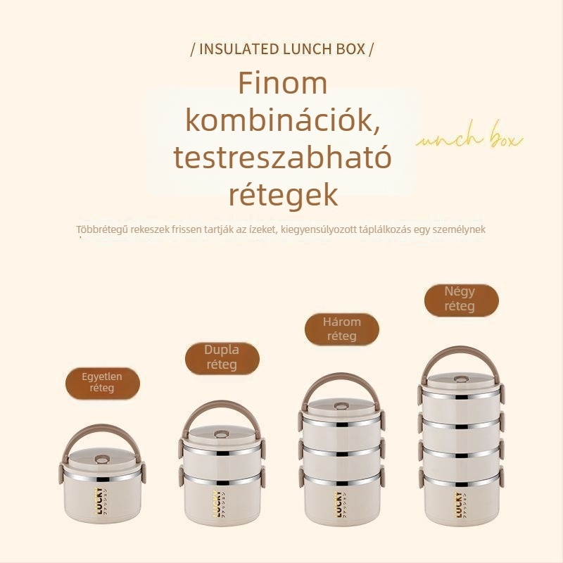Nagy kapacitású, kétszintes rozsdamentes acél termoszos ebédes doboz, diákoknak és irodai dolgozóknak, hordozható, élelmiszer-minőségű