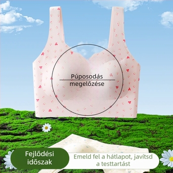 Fejlődési korszak melltartó merev kosarakkal és párnákkal, top-stílusú, varrat nélküli, ice silk anyagból, egy darabban, tinédzsereknek