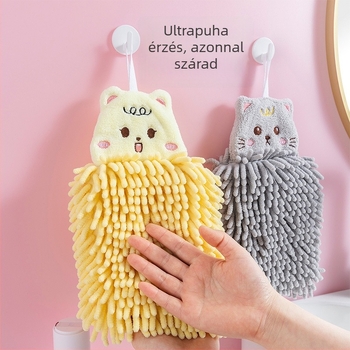 Chenille aranyos gyerekeknek tervezett kéztörlő akasztóval, nem hullik, kiváló nedvszívó, otthoni használatra