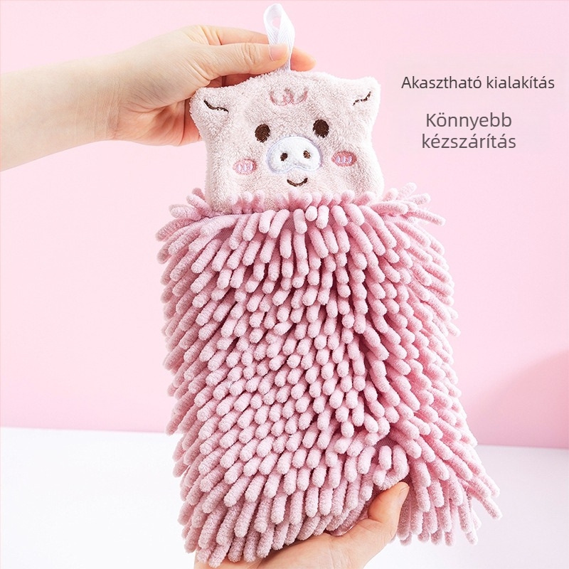 Chenille aranyos gyerekeknek tervezett kéztörlő akasztóval, nem hullik, kiváló nedvszívó, otthoni használatra