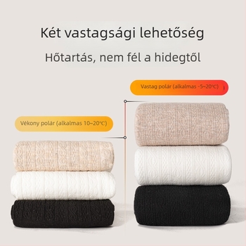 Lányoknak készült vastag fleece-béléses téli harisnya, fehér