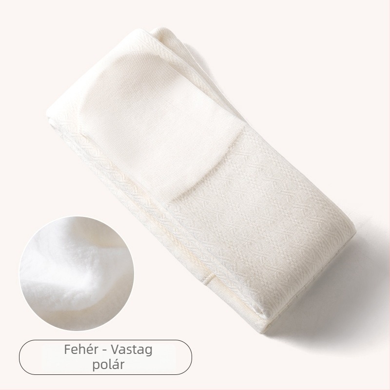 Lányoknak készült vastag fleece-béléses téli harisnya, fehér