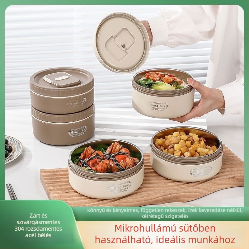 304 rozsdamentes acél ebédes doboz, hordozható Bento, japán stílusú ebédes doboz, leveses tál és zabkása pohár