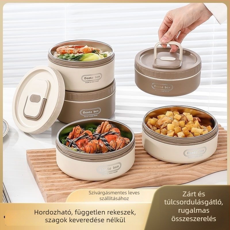 304 rozsdamentes acél ebédes doboz, hordozható Bento, japán stílusú ebédes doboz, leveses tál és zabkása pohár