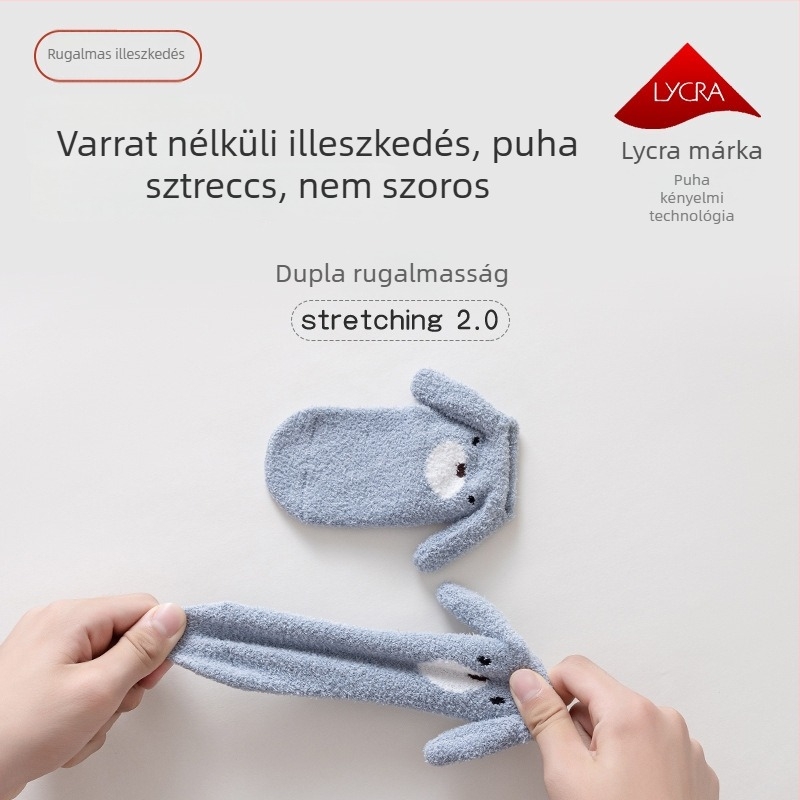 Téli baba zokni velúr béléses, vastag, beltéri csúszásmentes zoknik újszülötteknek és kicsiknek