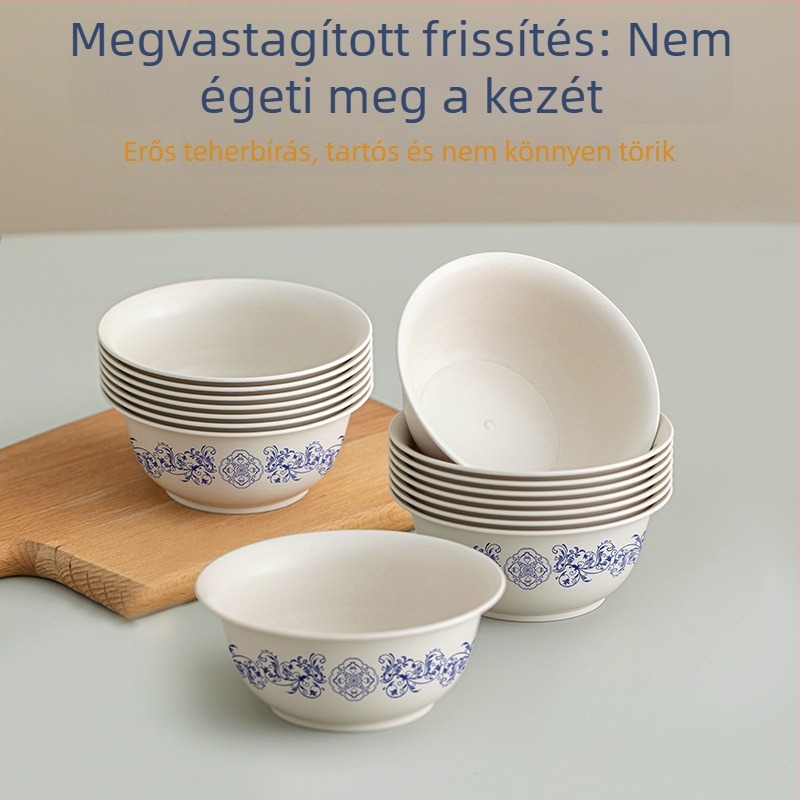 Fractal Egyszer használatos tálak, hőálló, vastag műanyag, kék-fehér dizájn, 350 ml, 20 db-os csomag