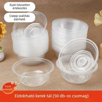 Átlátszó, vastagított műanyag tál, 320 ml, kerek levesestál éttermek és otthoni használatra