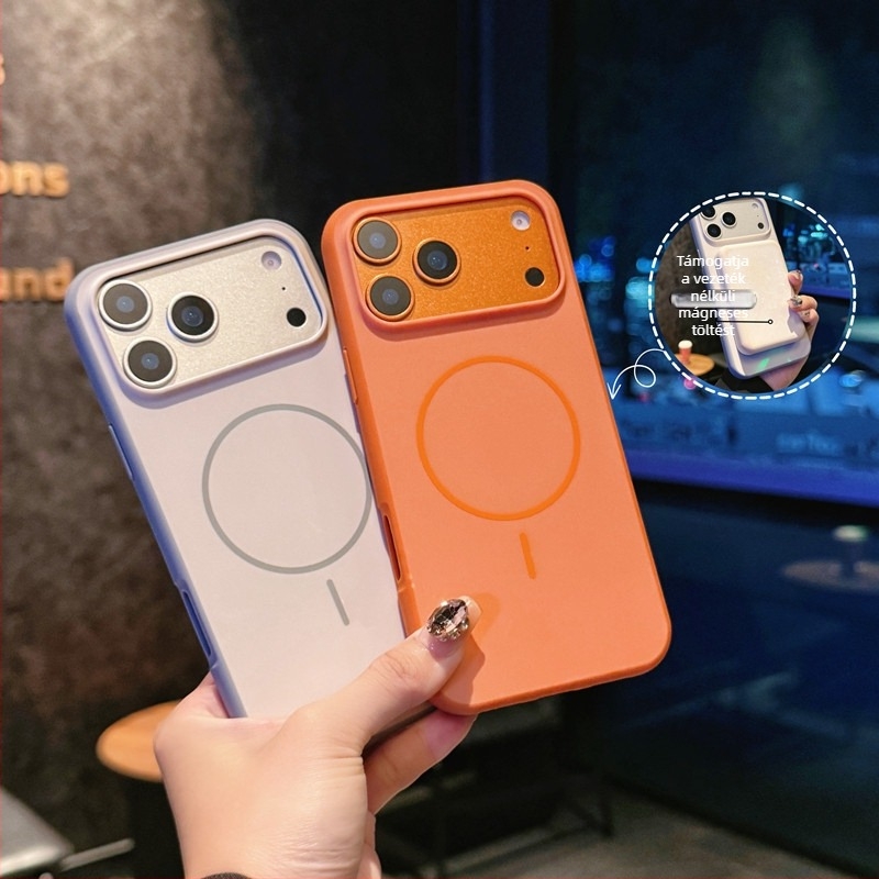 Mágneses matt védőtok iPhone 11–17 sorozathoz, ütésálló, ujjlenyomat-mentes, PC + TPU