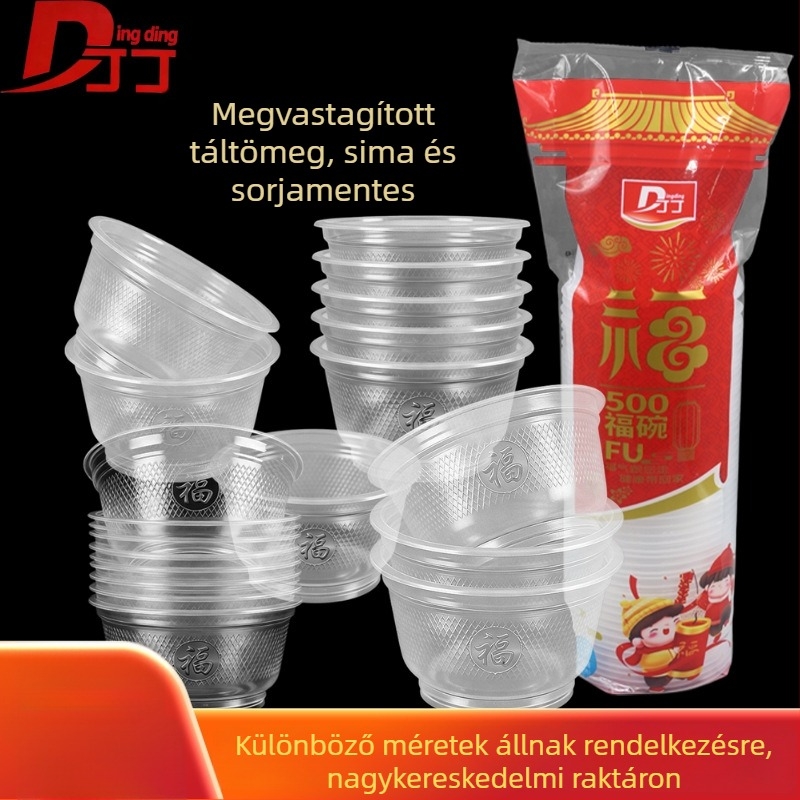 Egyszer használatos, kerek műanyag tál, élelmiszer-minőségű, extra vastag, háztartási használatra
