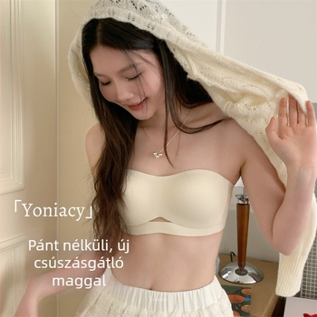 Női váll nélküli melltartó, csúszásmentes, láthatatlan, varrás nélküli tubus-dizájn