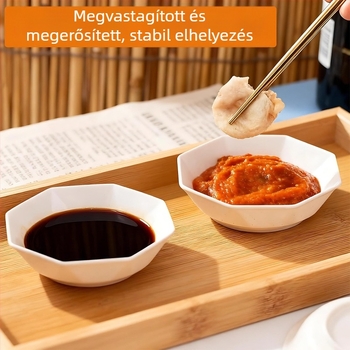 Egyszer használatos edénykészlet rizshéjból: tányérok, mélytálak és evőpálcikák; vastagított kivitel, hőálló, környezetbarát szállodai és éttermi használatra