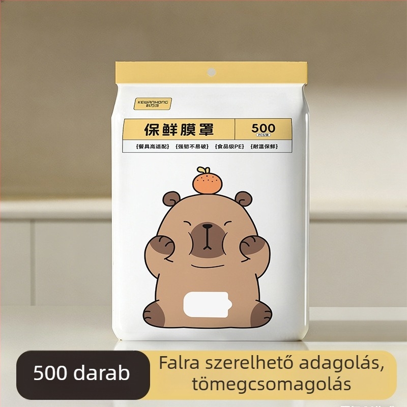 Falihoz szerelhető egyszer használatos élelmiszer-minőségű fólia-fedő, otthoni használatra, elasztikus szalaggal a maradékok és tálak lefedésére