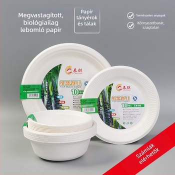 Egyszer használatos papírpulpából készült mély tányérok, Bento-stílusú, 10 darab
