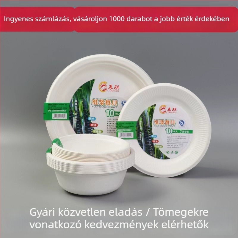 Egyszer használatos papírpulpából készült mély tányérok, Bento-stílusú, 10 darab