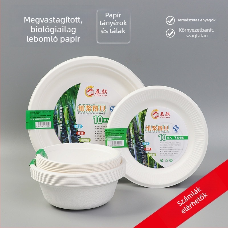 Egyszer használatos papírpulpából készült mély tányérok, Bento-stílusú, 10 darab