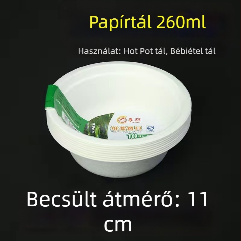 Egyszer használatos papírpulpából készült mély tányérok, Bento-stílusú, 10 darab