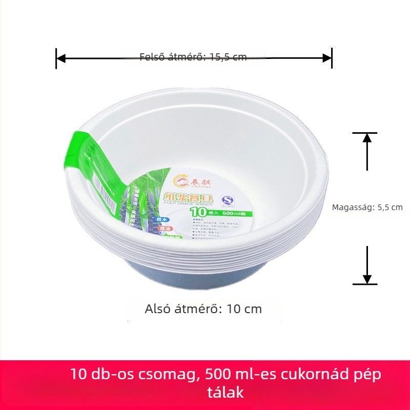 Egyszer használatos papírpulpából készült mély tányérok, Bento-stílusú, 10 darab