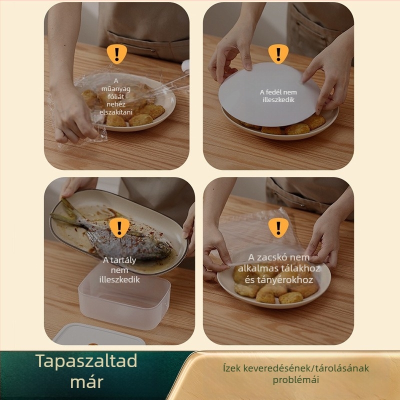 Shiny Premium Egyszer használatos műanyag fólia fedő, élelmiszer-minőség, rugalmas fedél edényekhez és tányérokhoz, konyhai zuhanysapka stílusú