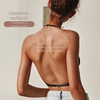 Mimi stílusú varrás nélküli, hát nélküli melltartó szett halter nyakkal és keresztezett hátsó pántokkal pamut női fehérnemű