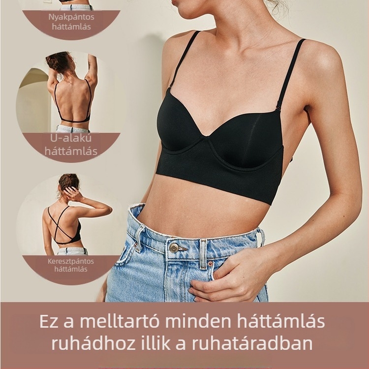 Mimi stílusú varrás nélküli, hát nélküli melltartó szett halter nyakkal és keresztezett hátsó pántokkal pamut női fehérnemű