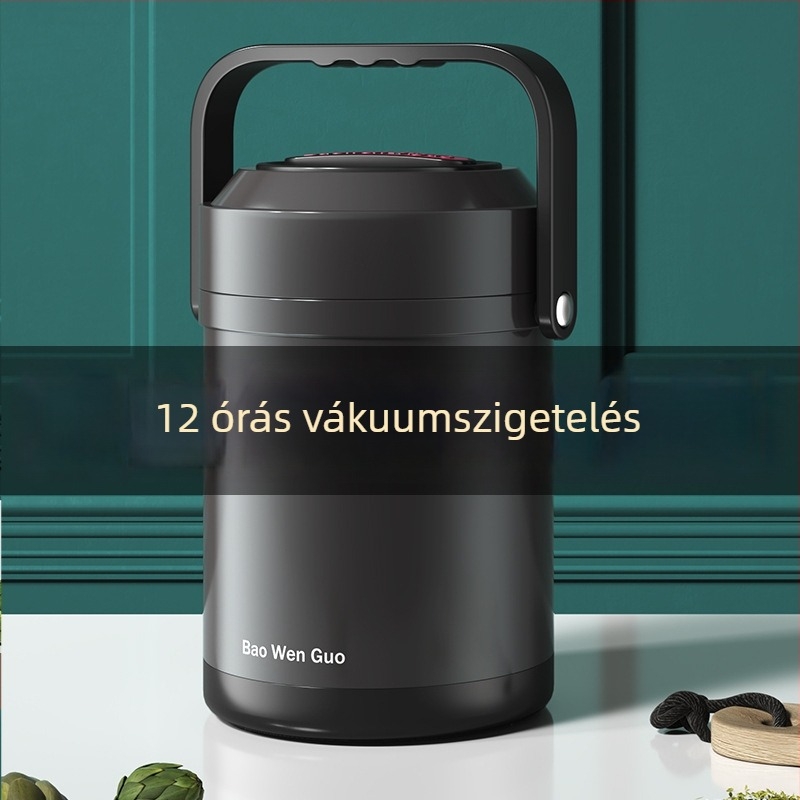 304 rozsdamentes acélból készült vákuum-szigetelt ebédes doboz, többrétegű izoláció, nagy kapacitású (1–3 L) diákok és irodai dolgozók számára.