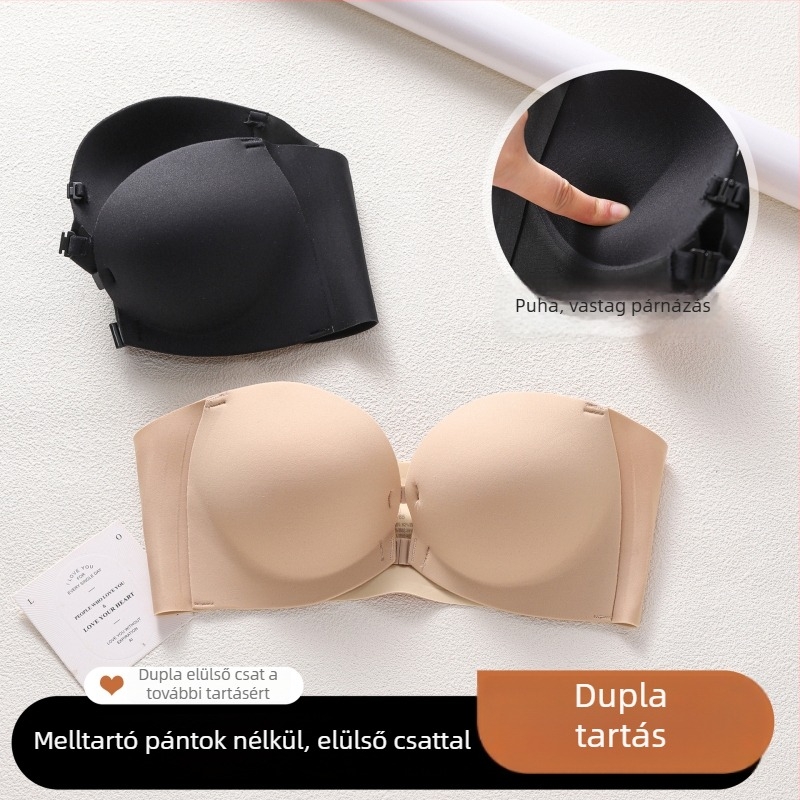 Elöl záródó pánt nélküli melltartó kis mellekhez, láthatatlan, csúszásmentes, varrat nélküli