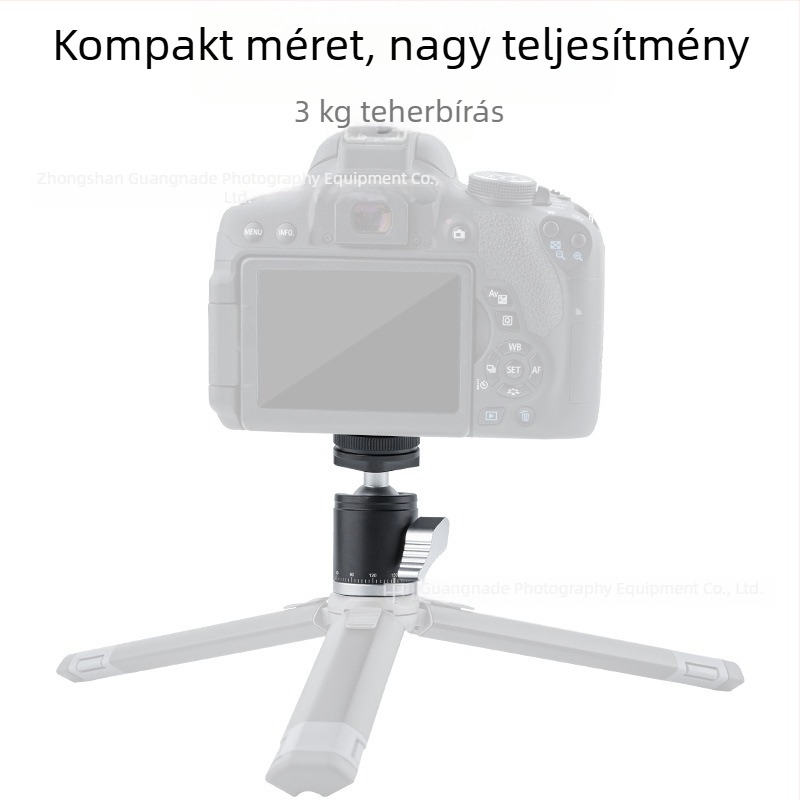 Fém gömbfej állványhoz, 360°-os forgatás, univerzális hideg cipő, tükör nélküli fényképezőgépekhez, állvány kiegészítő