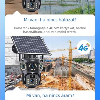 Napelemes 4G panoráma intelligens kamera kettős objektívvel, alacsony energiafogyasztás, kétirányú hang, kültéri monitor.