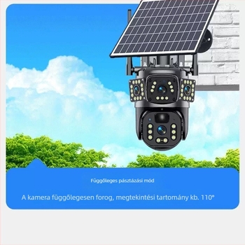 Napelemes 4G panoráma intelligens kamera kettős objektívvel, alacsony energiafogyasztás, kétirányú hang, kültéri monitor.