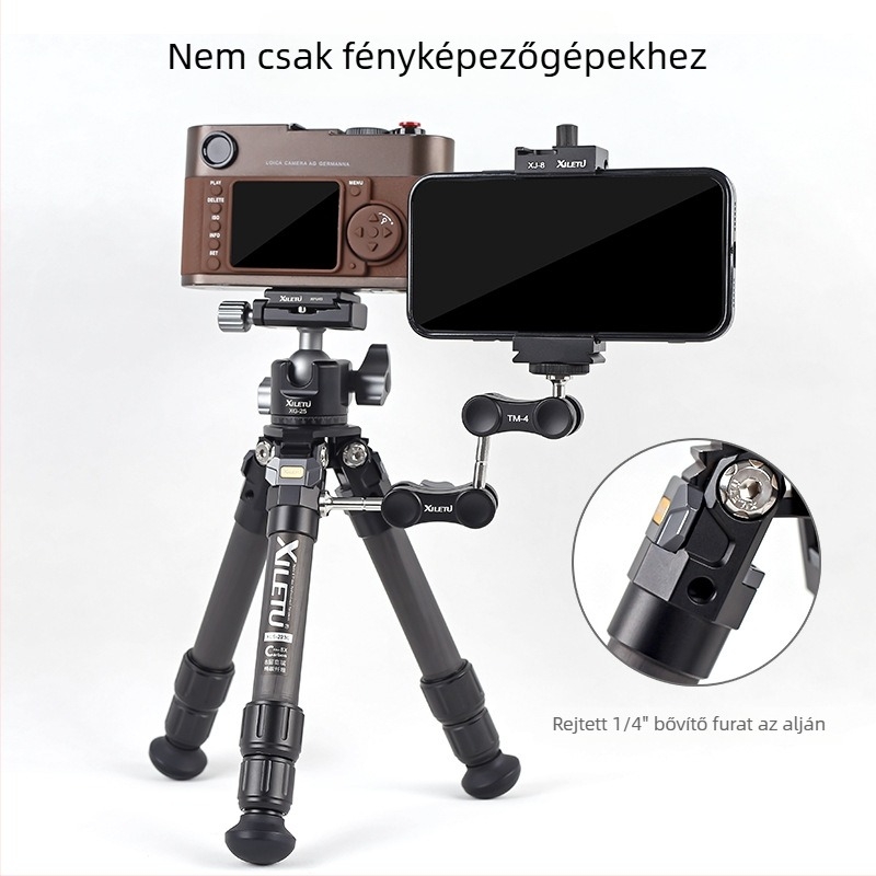 Xiletu szénszálas pan/tilt fejű állvány tükör nélküli kamerához, könnyű és hordozható szabadtéri utazásokhoz