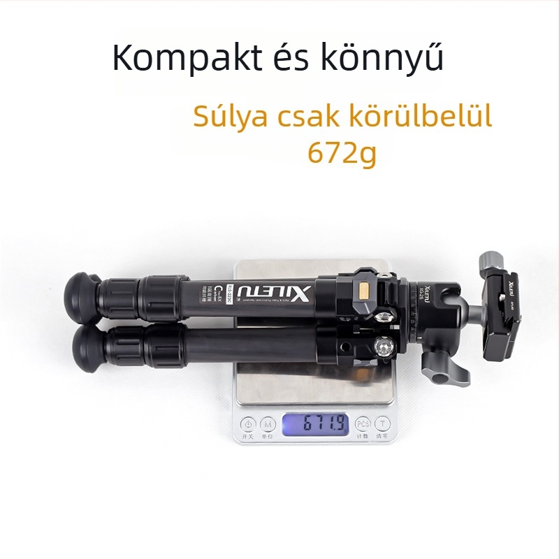Xiletu szénszálas pan/tilt fejű állvány tükör nélküli kamerához, könnyű és hordozható szabadtéri utazásokhoz