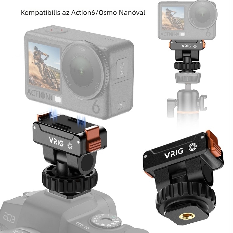 Action6 kettős mágneses gimbal az Osmo Nano alaphoz, billentés beállítása és hideg/meleg cipőre történő rögzítés