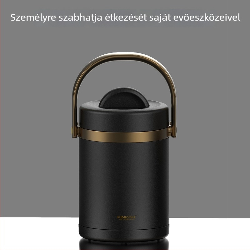 Kettős falú 316 rozsdamentes acél szigetelt ebédes doboz, 2 L kapacitás, utazáshoz, munkához és szabadtéri használatra