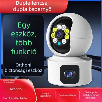 Kettős objektívű vezeték nélküli megfigyelő kamera, Wi‑Fi és 4G-vel, beltéri HD éjszakai látással