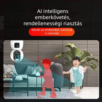 Kettős objektívű vezeték nélküli megfigyelő kamera, Wi‑Fi és 4G-vel, beltéri HD éjszakai látással